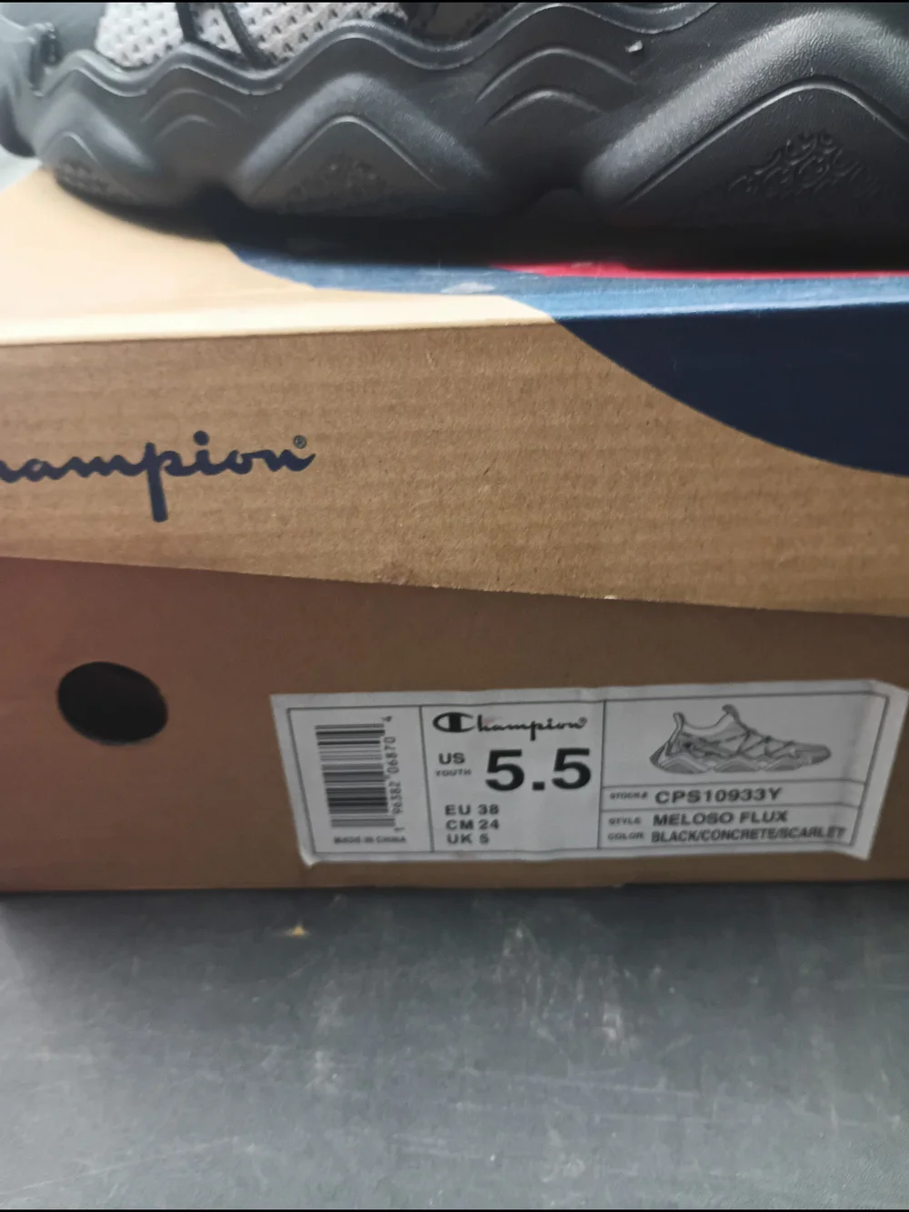 Champion Kids Grey and Black Sneakers with Red Accents